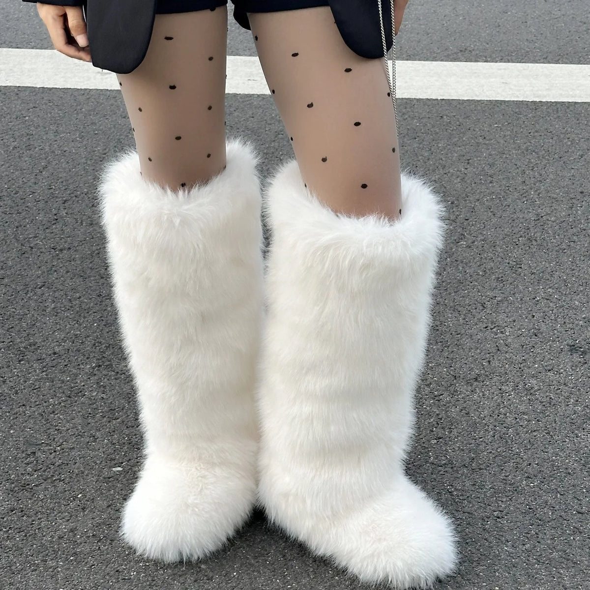 Botas Altas de Piel Sintética Rosa Intenso para Mujer, Cálidas y a la Moda para Invierno, Estilo Urbano