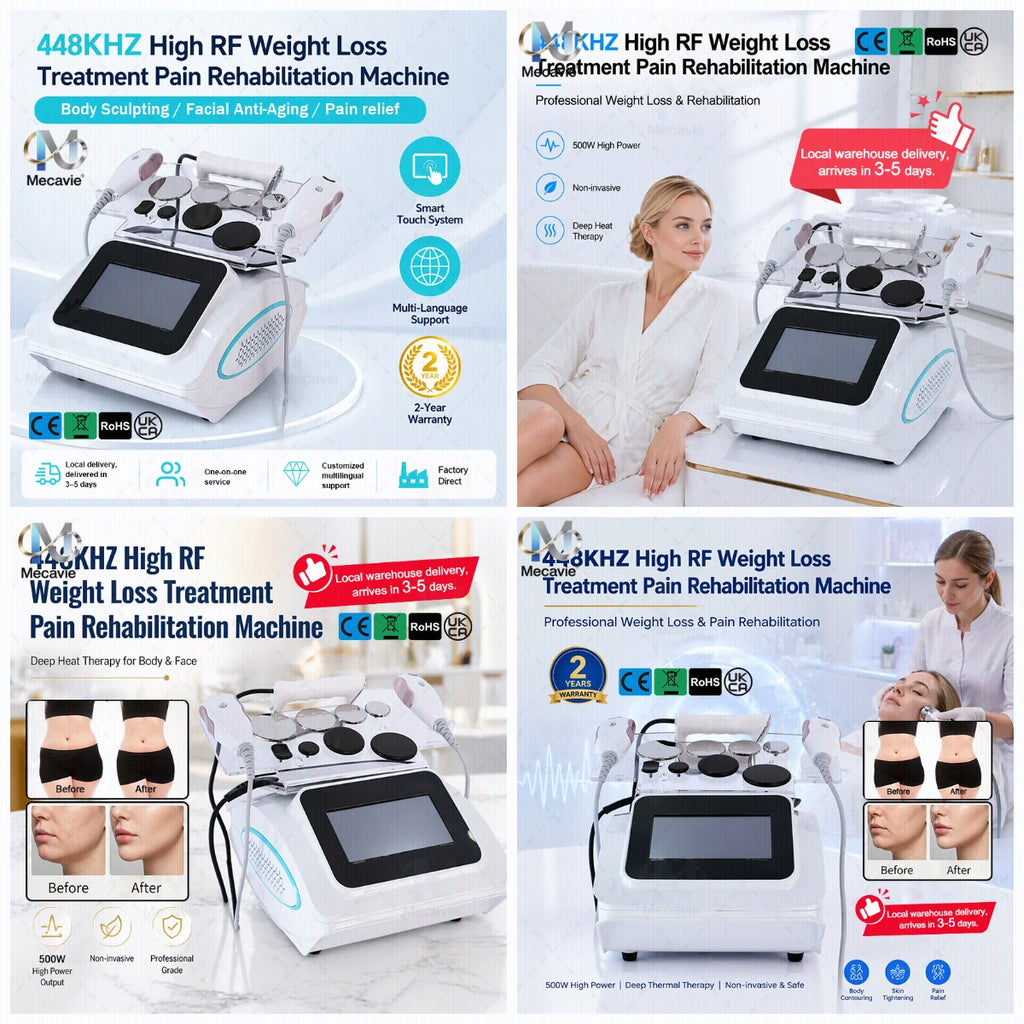 Máquina de Radiofrecuencia Tecar 448KHz 2026 con 4 Sondas, Alivio del Dolor, Relajación Muscular, Lifting Facial, Adelgazamiento Corporal, Dispositivo Multifuncional para Hogar y Salón