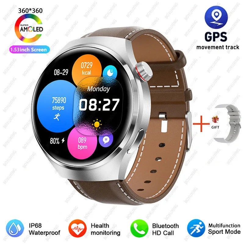Reloj inteligente 2026 New Watch 4 Pro GPS para hombre, pantalla AMOLED 360*360, frecuencia cardíaca, llamada Bluetooth, resistente al agua IP68, smartwatch deportivo para hombre