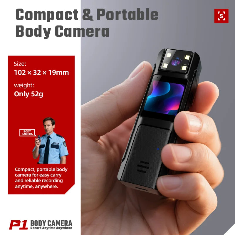 Mini Cámara Corporal Portátil HD 1080P con Visión Nocturna Infrarroja, Grabadora de Video Digital, Videocámara Deportiva Pequeña
