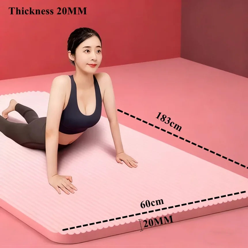 Tapete de Yoga para Ejercicio de 183x60cm, 20mm de Grosor, para Pilates en Interiores, Reducción de Ruido, Resistente a la Humedad, Antideslizante y Duradero