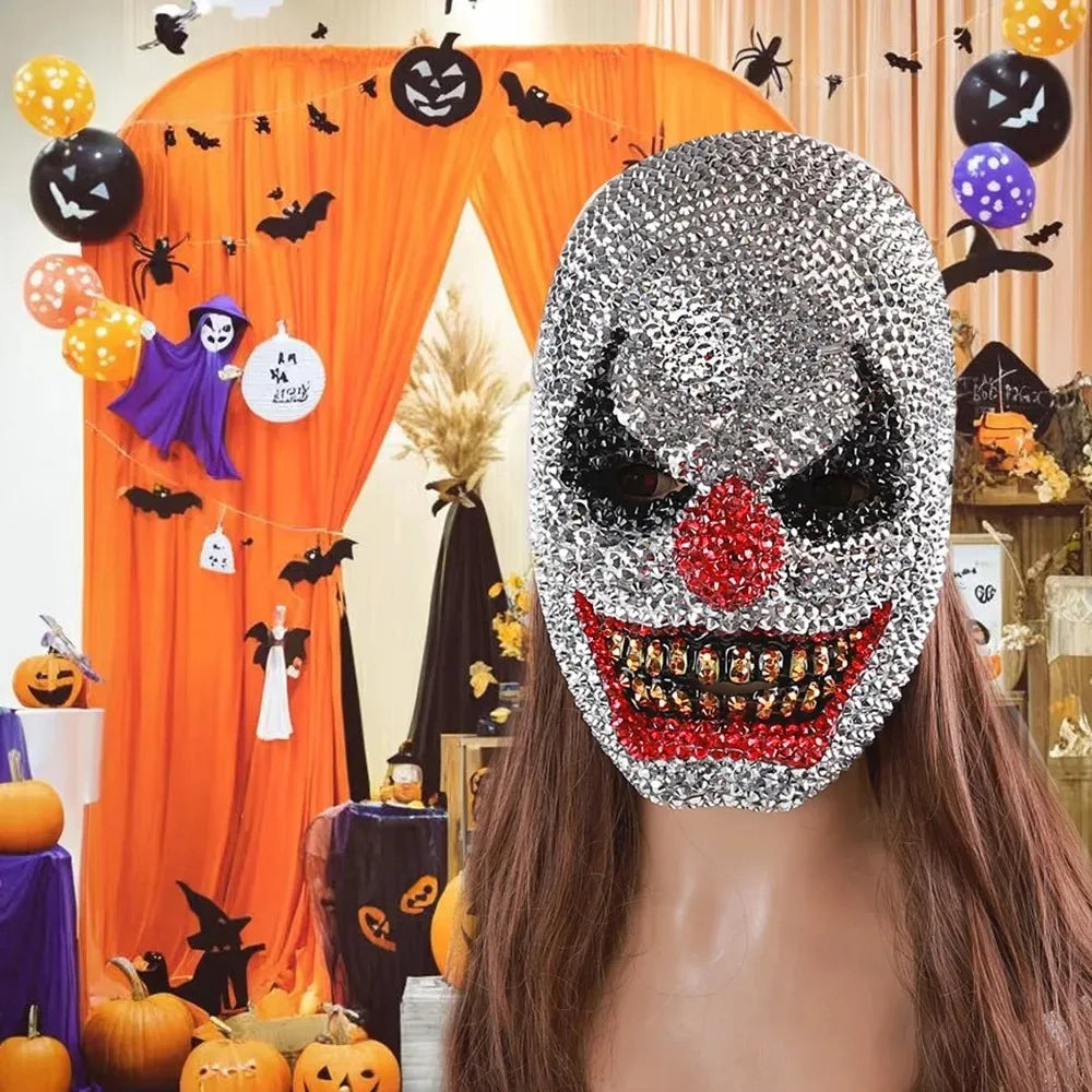 Máscaras de esqueleto de estilo gótico con incrustaciones de diamantes para Halloween, accesorios para la cara para fiesta de graduación, máscaras de Carnaval para fiesta de Halloween