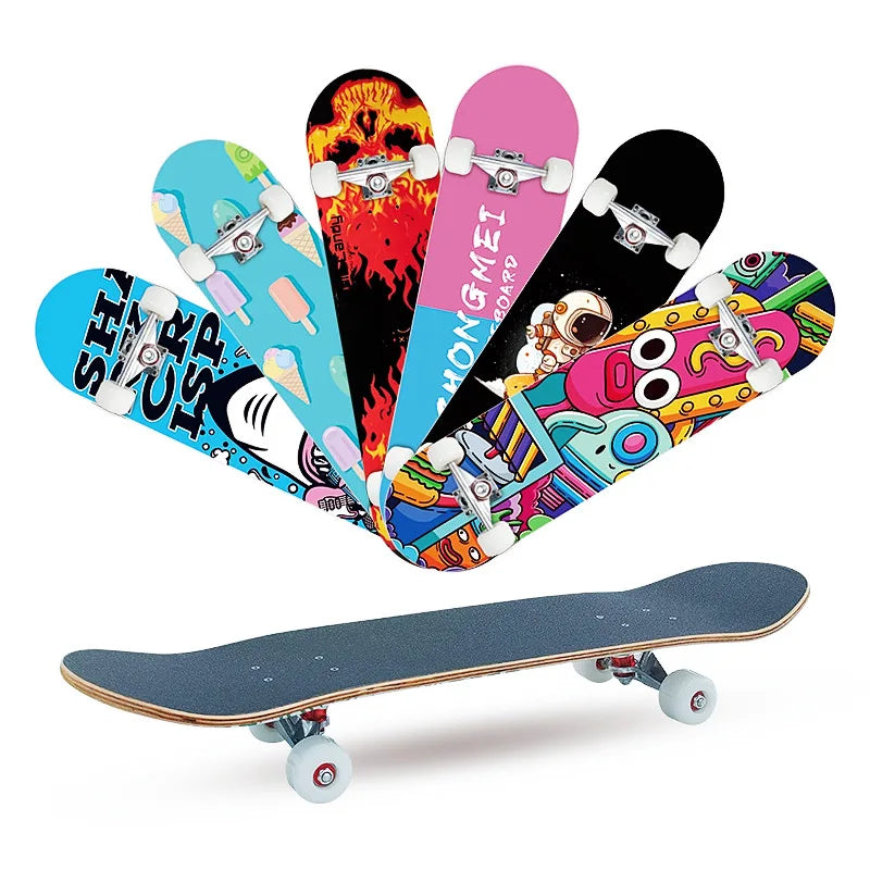Patineta Maple de Doble Kick con 4 Ruedas, Ejes de Aleación de Aluminio, Ruedas de PU, para Adultos y Principiantes, Carga Máxima 150 kg, Patineta Urbana