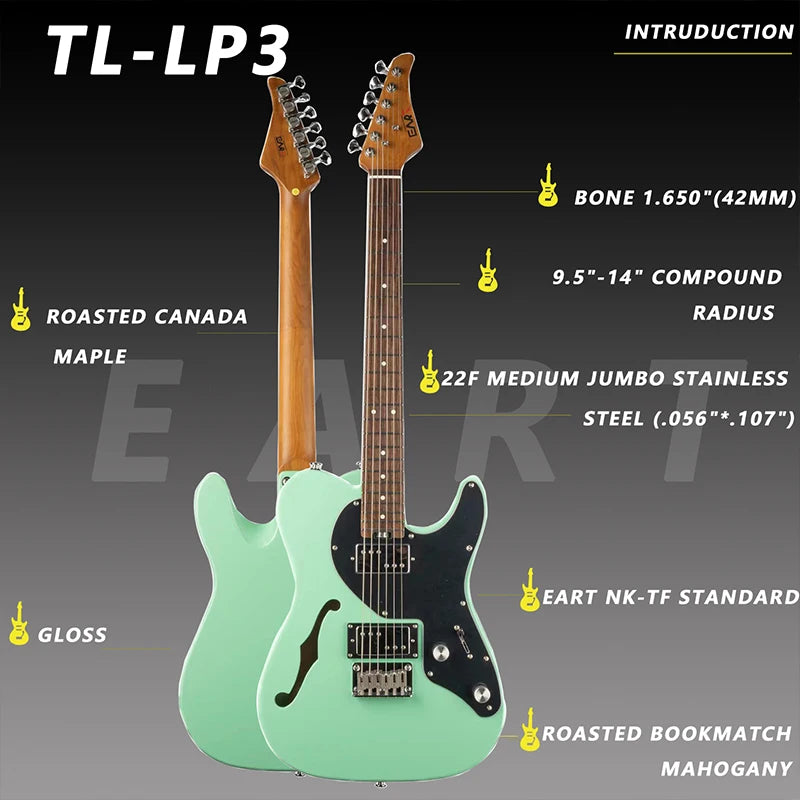 Guitarras eléctricas EART TL-LP3 hueco asado canadá arce clásico Humbucker Set pastillas guitarra de puente fijo
