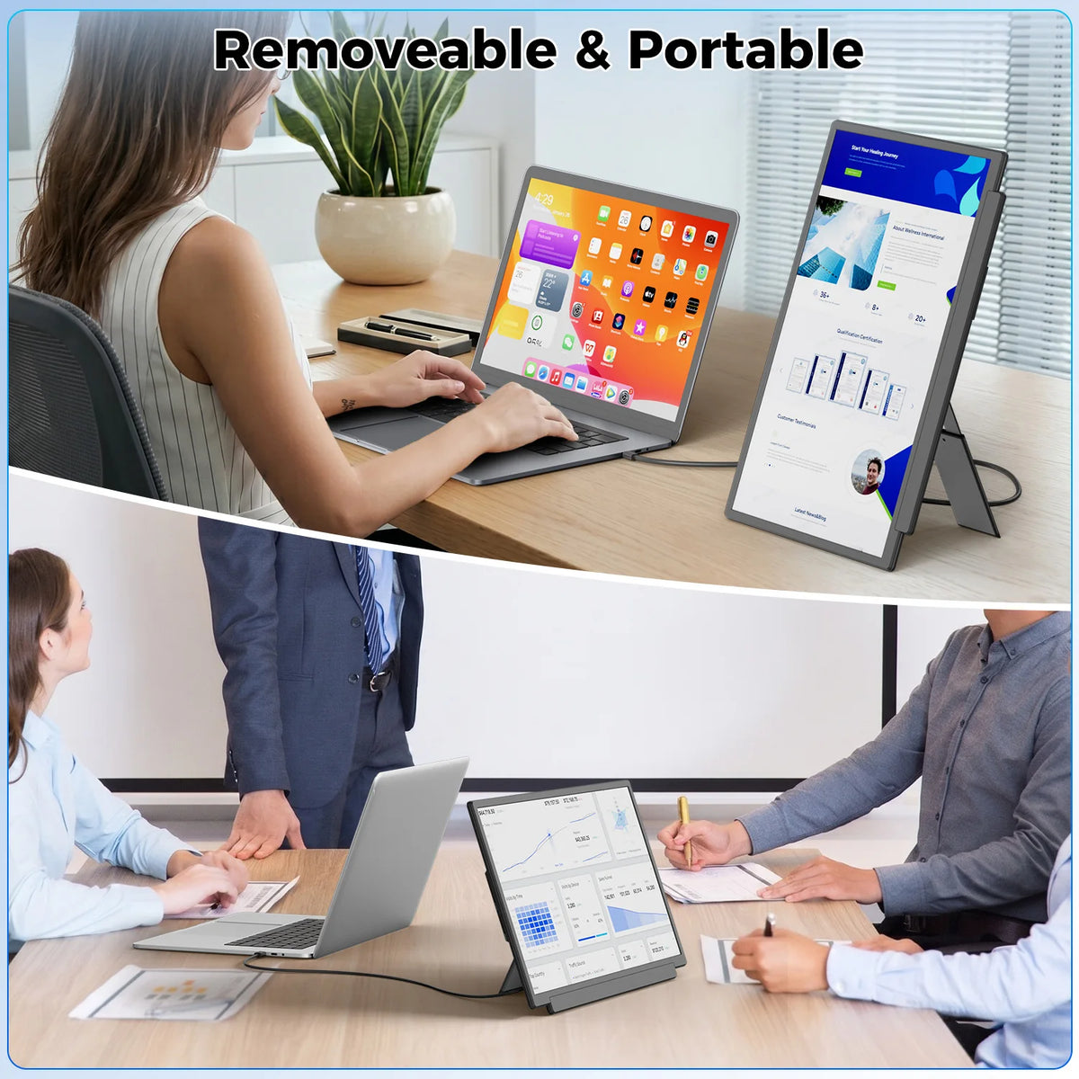 KEFEYA: pantalla adicional para portátiles, monitor portátil de 15,6 pulgadas con resolución FHD 1080P, pantalla doble desmontable para portátiles de 13 a 17 pulgadas, fácil de instalar y usar, compatible con Windows/Mac