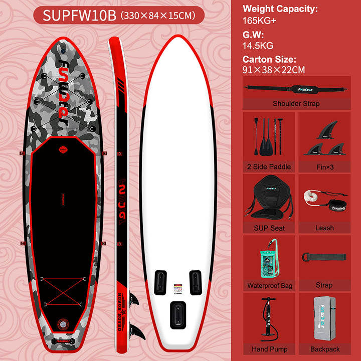 Tabla de SUP Inflable Funwater 335/350cm, Tecnología de Sellado Térmico, Kit Completo de Accesorios, Pala de Doble Punta, Stock Local en la UE