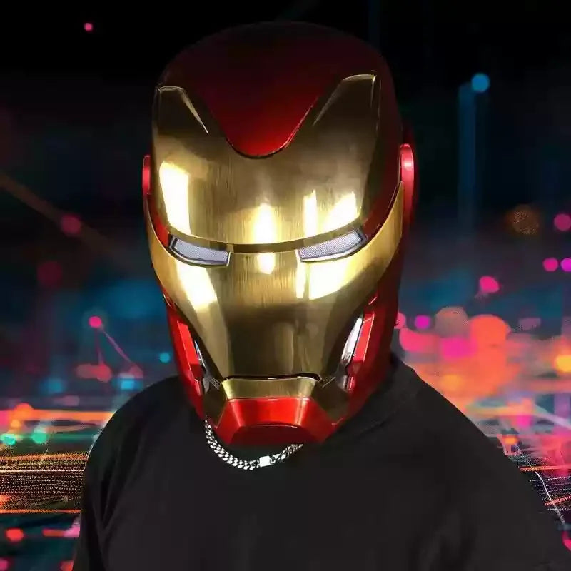 Casco Iron Man MK5, Real, portátil, apertura eléctrica automática, cierre, regalo de Año Nuevo para el Día de los niños, figura de acción coleccionable, juguete