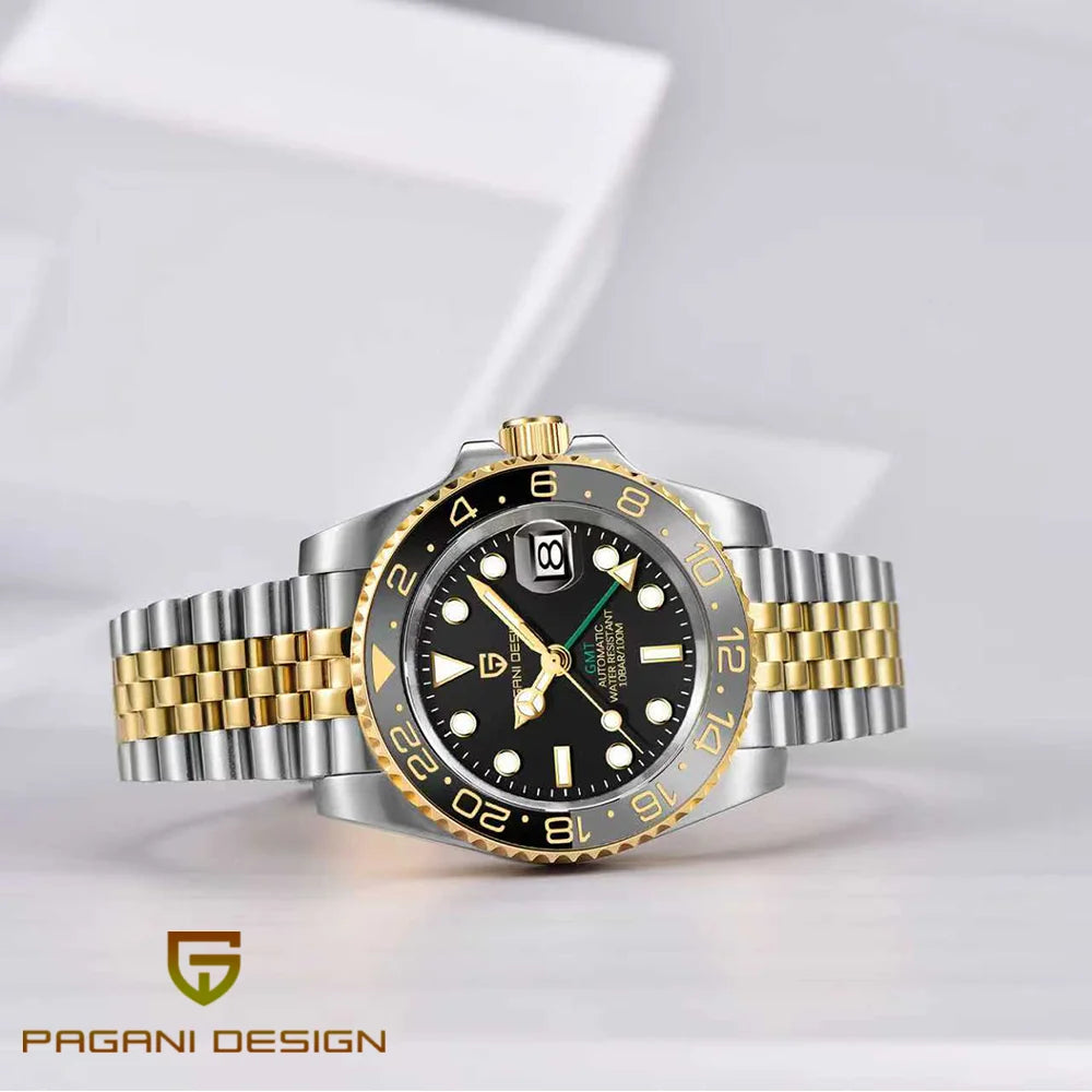 New V2 Pagani Design 40mm Men's Automatic Mechanical Watch Sapphire Stainless Steel GMT Watch Top Brand Men's Watch Sport