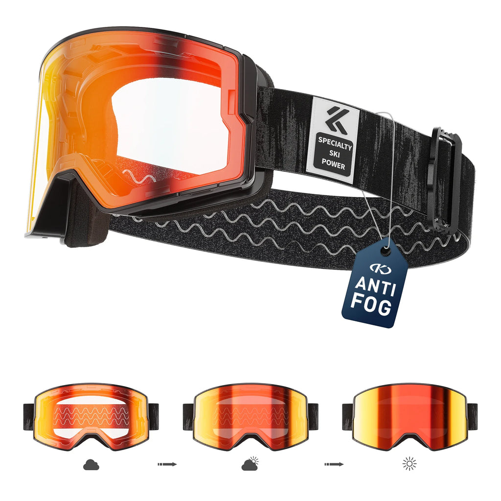 Gafas de esquí Kapvoe UV400 HD, nuevas, fotocromáticas, para nieve, con tratamiento antiniebla, para mujer y hombre, gafas para snowboard, gafas de sol de invierno para motos de nieve.