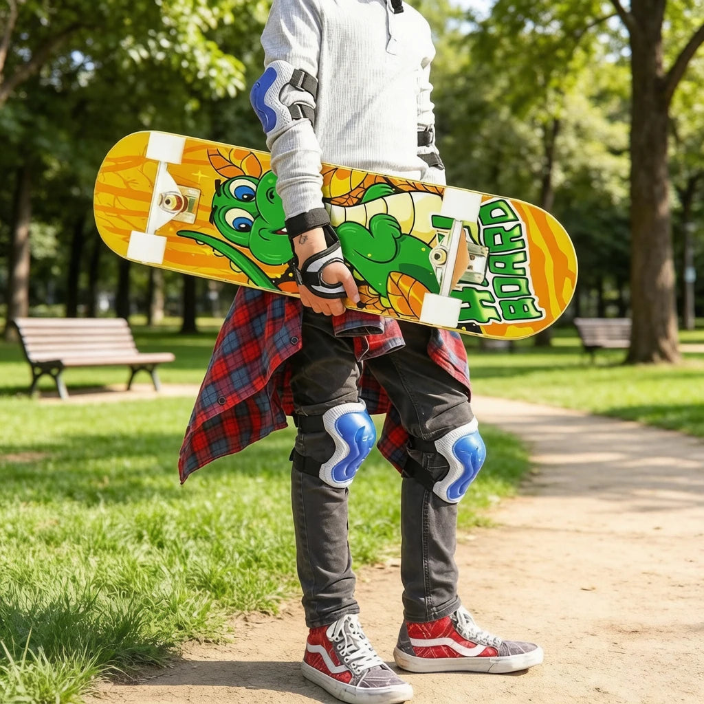 Patineta de 4 Ruedas con Doble Amortiguación para Adultos, Profesional para Principiantes, Resistente a Arañazos y Duradera para Trucos