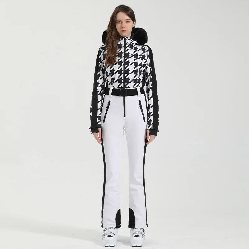Traje de esquí de una pieza para mujer, monos gruesos de Snowboard para mujer, ropa transpirable impermeable a prueba de viento para invierno, traje de esquí
