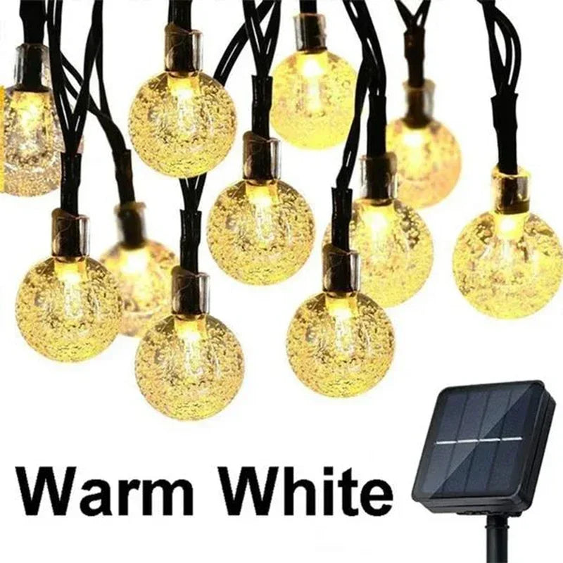 Guirnalda de luces solares para exteriores con globos de cristal, 8 modos de iluminación, lámpara impermeable para patio, jardín, porche y bodas