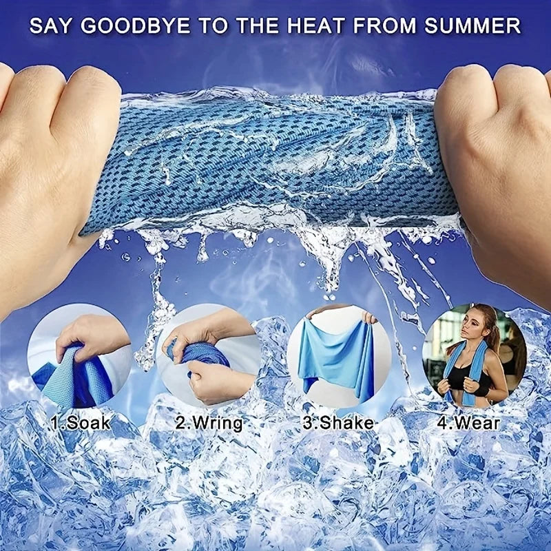 4 toallas refrescantes grandes (35,4 x 11,8 pulgadas) - Toallas suaves, transpirables y de secado rápido, perfectas para actividades al aire libre, gimnasio, yoga, correr