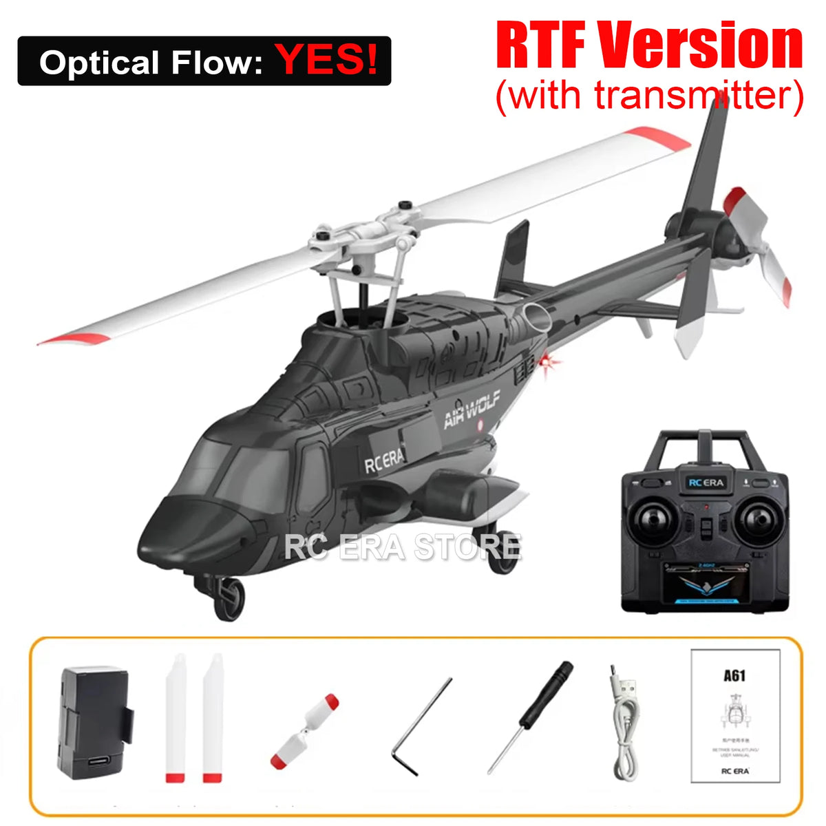 RC ERA A61 Mini Airwolf 4CH RC helicóptero 2,4G 6-Aixs giroscopio estabilizado mantenimiento de altitud Helicóptero de Control remoto juguetes para chico adulto