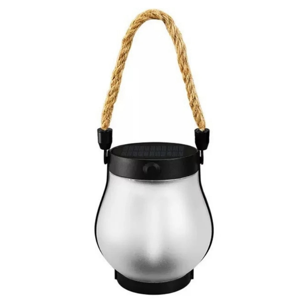 Linterna Solar de llama parpadeante para colgar al aire libre con mango de cuerda, carga Solar y USB para decoraciones navideñas de jardín o patio