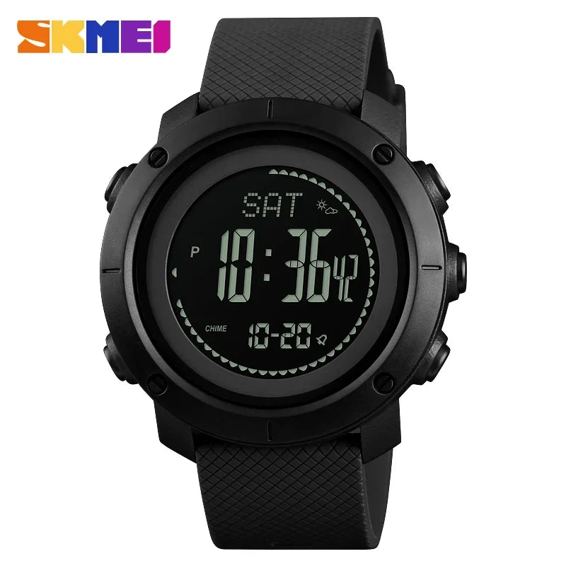 Reloj digital para hombre SKMEI 1427, estilo militar, resistente al agua, electrónico, con brújula y pronóstico del tiempo, modelo 1418