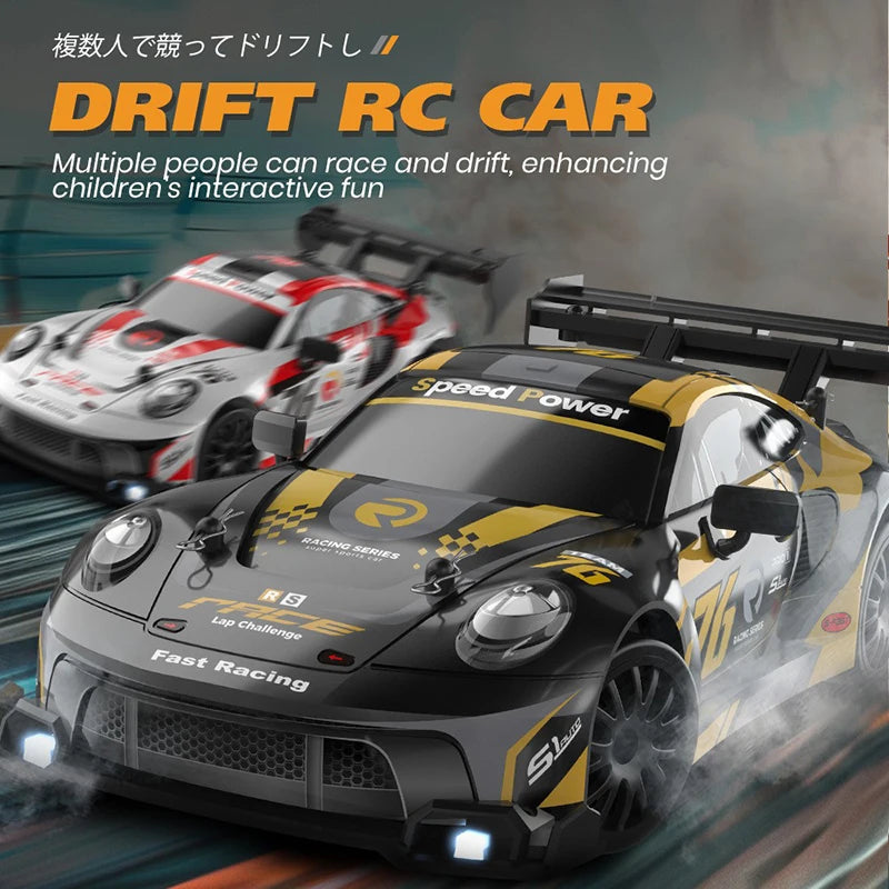 Coche de drift a control remoto 4WD, vehículo de carreras de alta velocidad con luces LED, radio de 2.4GHz, juguete de camioneta todoterreno 4x4 para niños