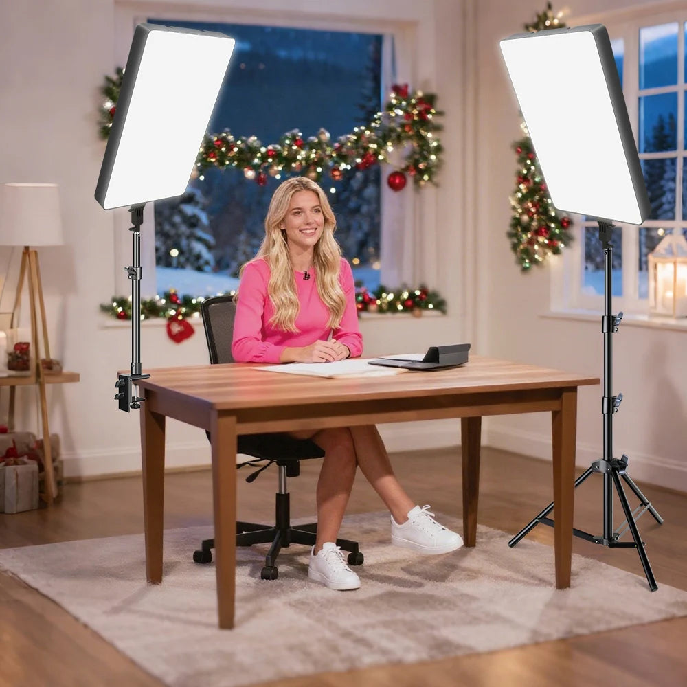 Panel LED SH 2700-5600K de 24 Pulgadas, Luz Plana para Fotografía y Video, Luz de Relleno Profesional para Estudio, Iluminación Fotográfica para Tiktok