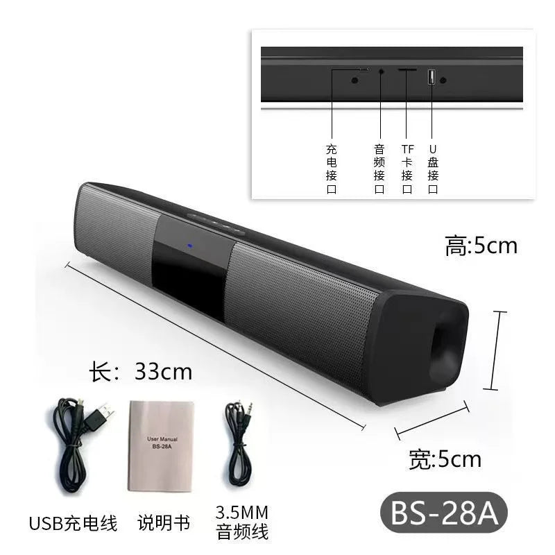 Altavoz Bluetooth 5.3 de 40W con Control Remoto, Barra de Sonido Estéreo, Sonido Envolvente, Cine en Casa, Compatible con RCA, AUX, Tarjeta TF, Caja de Sonido