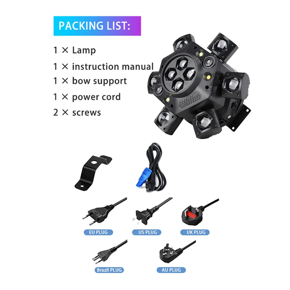 Luz de discoteca DJ Moving Head de 150W con control remoto, luces giratorias para club nocturno, efecto de escenario estroboscópico con haz LED DMX512 para fiestas, bares y eventos