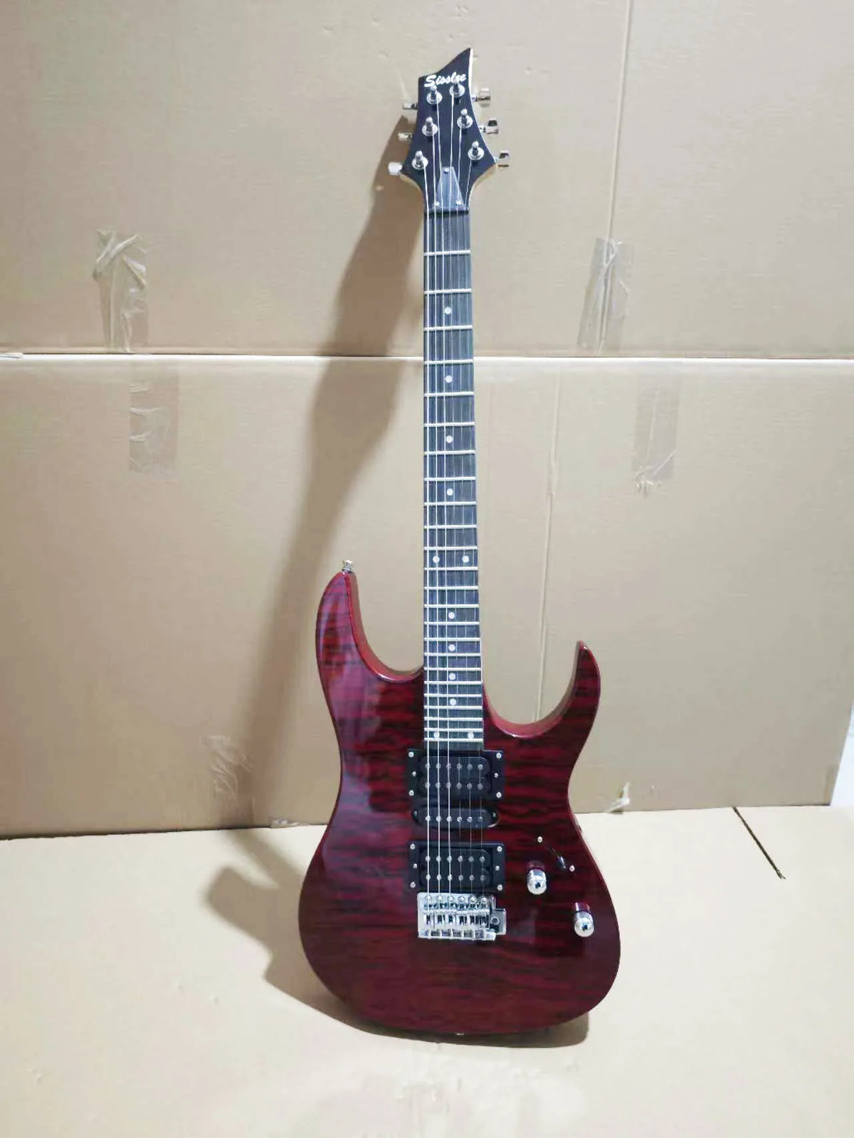 Guitarra eléctrica con 24 trastes, pastilla HSH, cuerpo de caoba, mástil de ébano, alta calidad, guitarra de 6 cuerdas