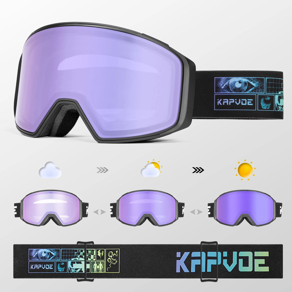 KAPVOE lente de atracción magnética deportes al aire libre gafas de esquí fotocromáticas protección esquí Snowboard correa antideslizante gafas de nieve