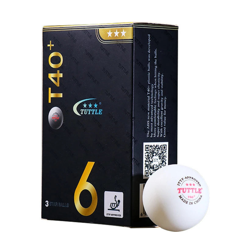 TUTTLE, nuevo Material, pelotas de Ping Pong de plástico ABS T40 + ITTF aprobadas, pelotas de tenis de mesa de 3 estrellas para entrenamiento profesional, 6 unids/caja