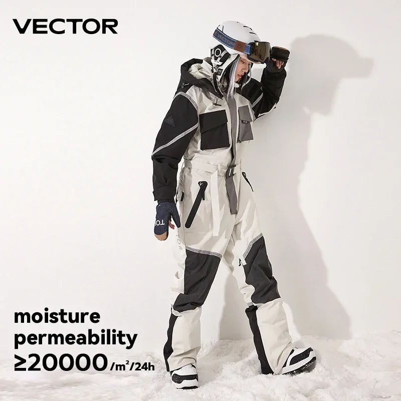 Mono de esquí de una pieza VECTOR hombres mujeres impermeable invierno cálido al aire libre Snowboard traje con capucha