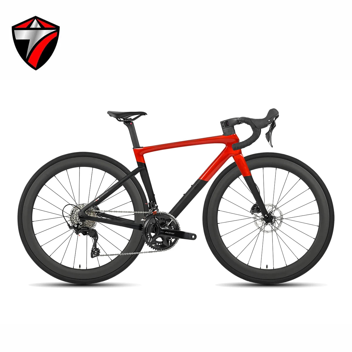 Bicicleta de carretera de carbono TWITTER X7, Shimano 105 Di2 de 2x12 velocidades, 7.7 kg, juego de ruedas de carbono ligero, bicicleta de carreras con frenos de disco