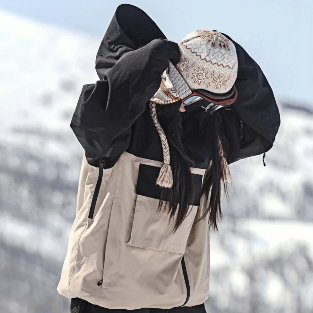 Chaquetas de snowboard con bolsillo súper grande para hombre, abrigos de esquí holgados y transpirables, Tops de invierno Unisex con aislamiento impermeable, Sudadera con capucha con cremallera