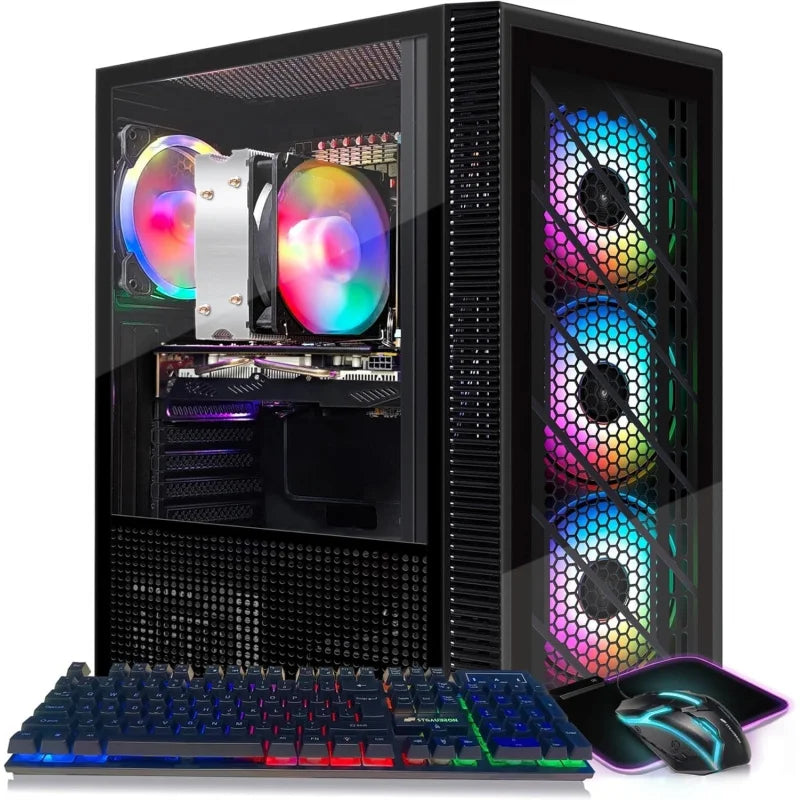 PC de Escritorio para Juegos, Ryzen 3 3200G 3.6 GHz, Radeon RX 580 16G GDDR5, 16G DDR4, SSD de 512G, WiFi de 600M, BT 5.0, Ventilador RGB