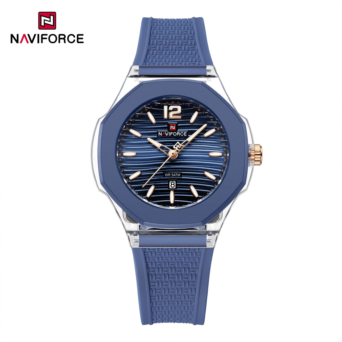 Reloj de cuarzo para mujer NAVIFORCE, resistente al agua 5ATM, correa de silicona, analógico, luminoso, casual y deportivo para dama