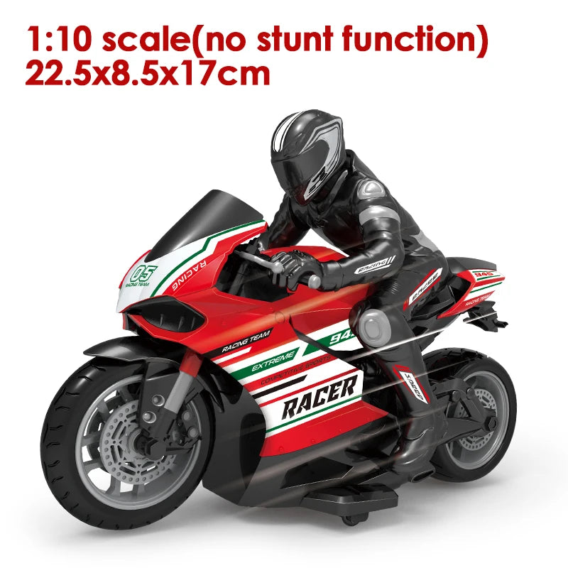 Motocicleta RC 1:6 1:10, coche RC con motor eléctrico, motocicleta de carreras de alta velocidad de 4 canales, coche de deriva, regalo de Navidad para niños