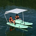 Bote Inflable Personalizable Canopy Cat - Catamarán con Remos y Toldo, Motor Eléctrico Listo para Aventuras Acuáticas