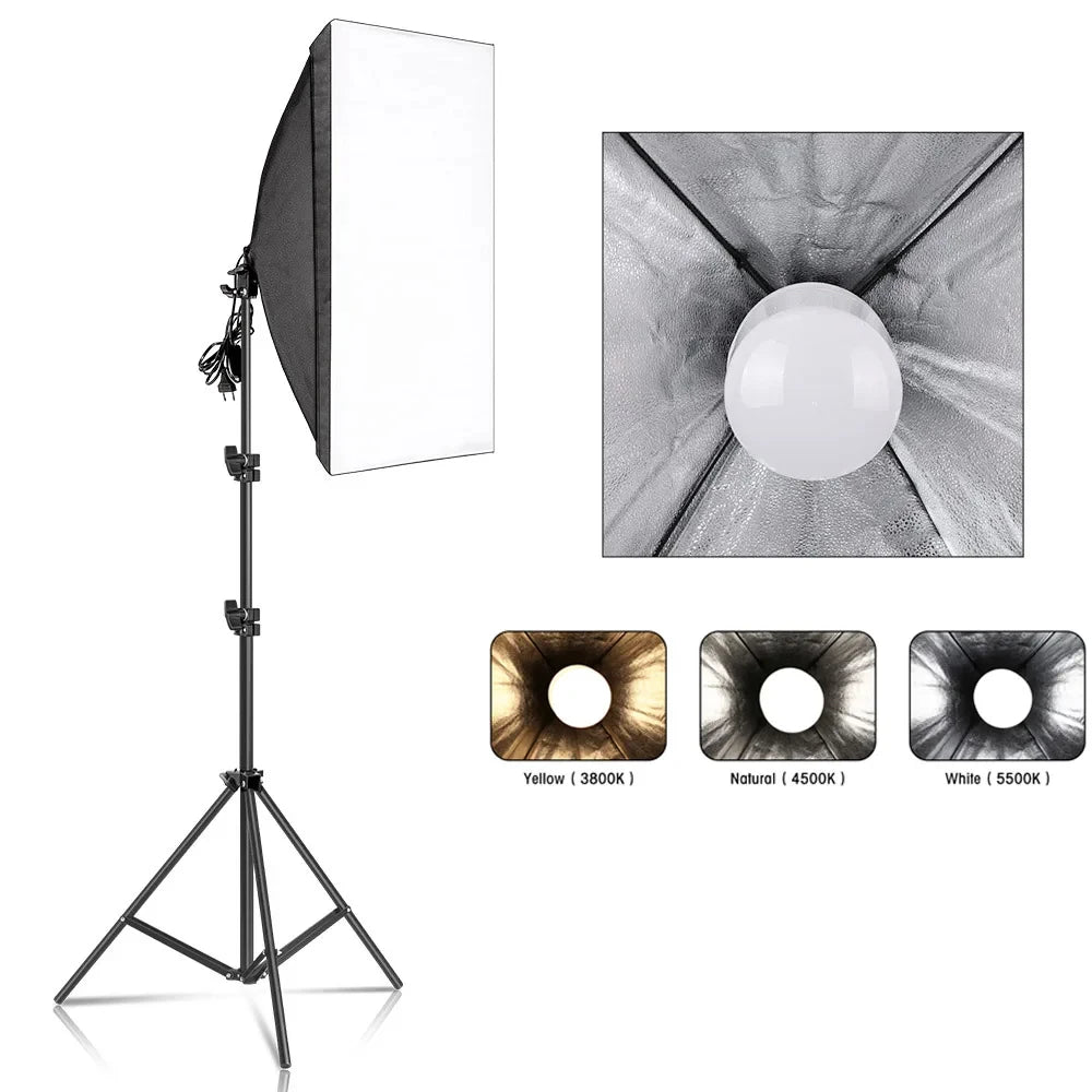 Kit de fotografía de luz Softbox, trípode de fotografía de 2M para luz de disco de caja suave Led de 45W, soporte de estudio fotográfico, iluminación, lámpara de grabación de vídeo