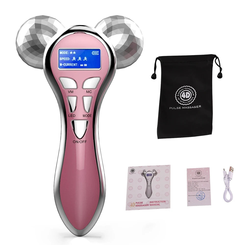 NUEVO Instrumento Eléctrico de Belleza Facial, Rodillo Masajeador de Microcorriente para Lifting Facial, Máquina EMS para Reafirmar la Piel, Dispositivo de Belleza Facial en V
