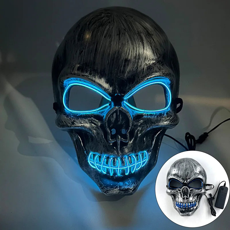 Máscara de Zorro Luminosa de Neón para Hombres, Máscaras de Disfraz Luminosas para Halloween, Brilla en la Oscuridad, Disfraz de Cosplay, Decoración para Fiestas de Disfraces