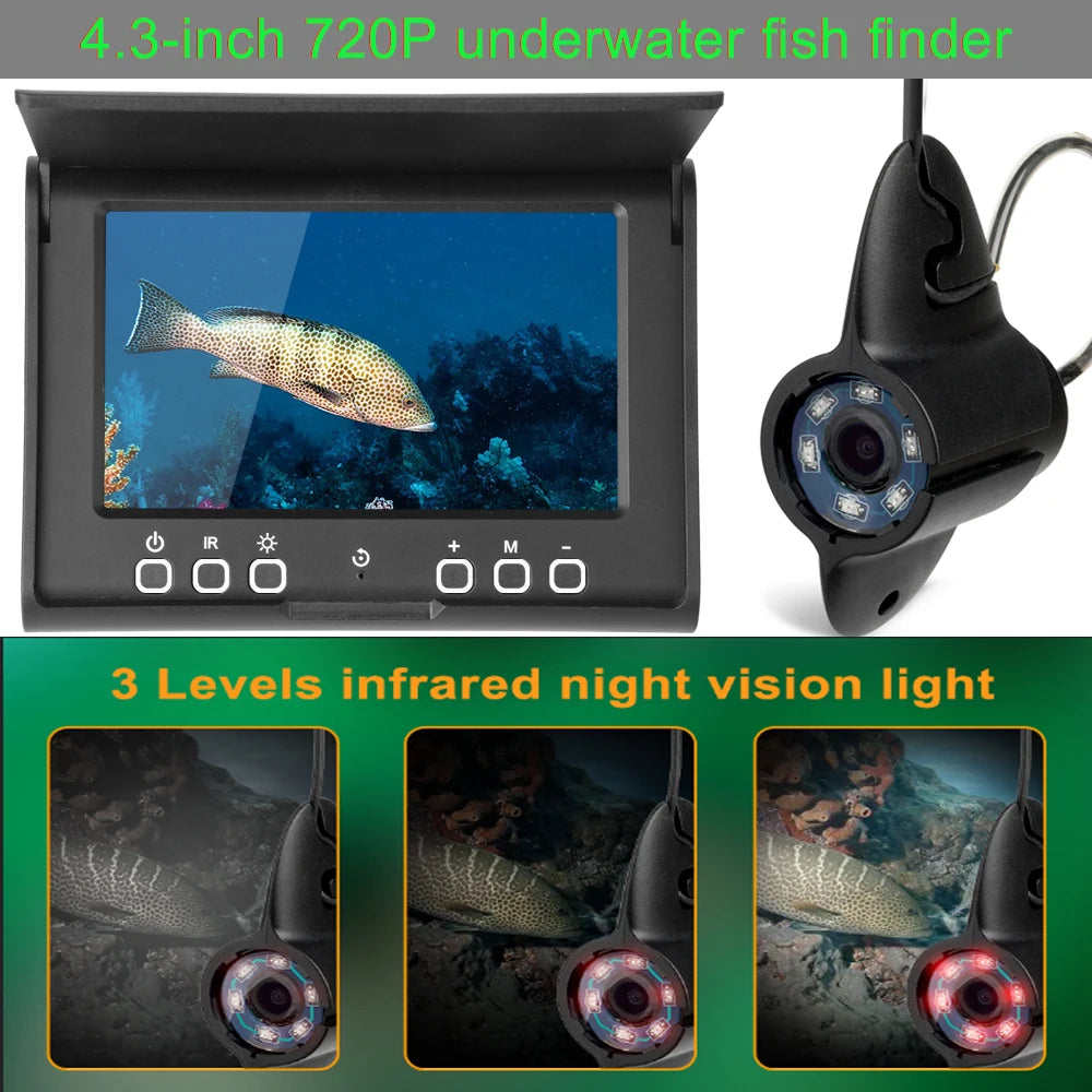 Cámara de pesca submarina con Detector de peces con batería de 4,3 pulgadas y 5000MAH, cámara Visual subacuática, utilizada para bucear y observación de peces