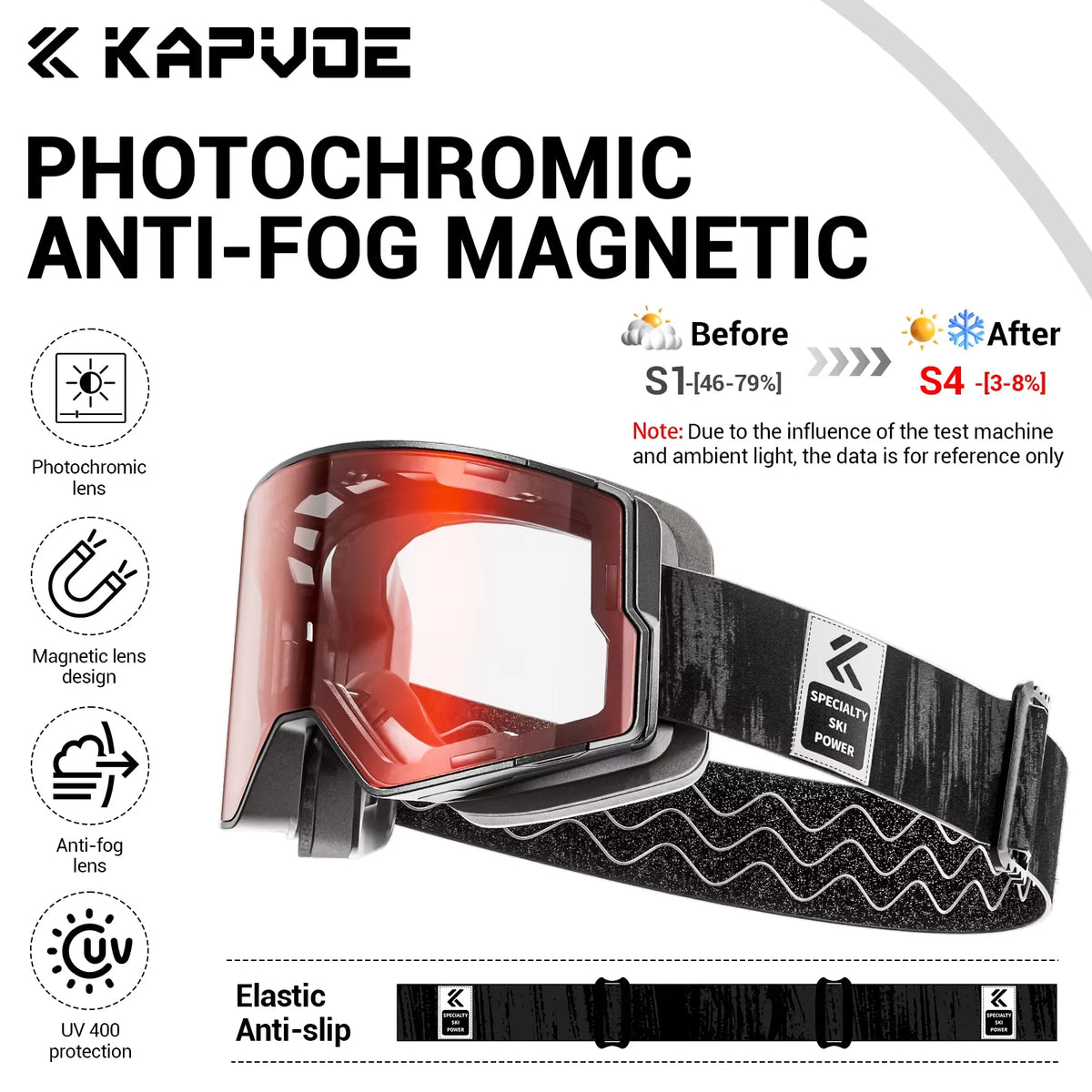 Gafas de esquí Kapvoe UV400 HD, nuevas, fotocromáticas, para nieve, con tratamiento antiniebla, para mujer y hombre, gafas para snowboard, gafas de sol de invierno para motos de nieve.