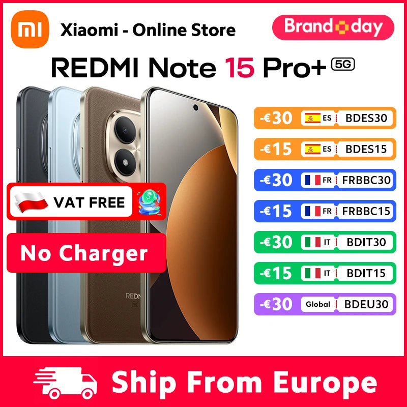 Global Version Xiaomi Redmi Note 15 Pro Plus 5G Smartphone Snapdragon 7s Gen 4 NFC 6500mAh 100W 6.83" CrystalRes AMOLED Display No Charger