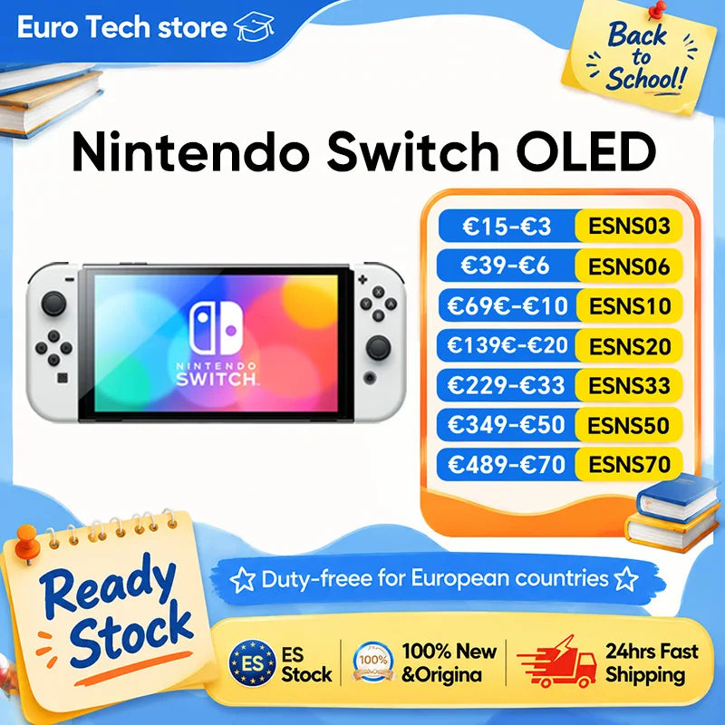 Consola Nintendo Switch OLED con pantalla de 7 pulgadas, Joy‑Con, modo TV estable, mango para videojuegos, audio mejorado y ajustable