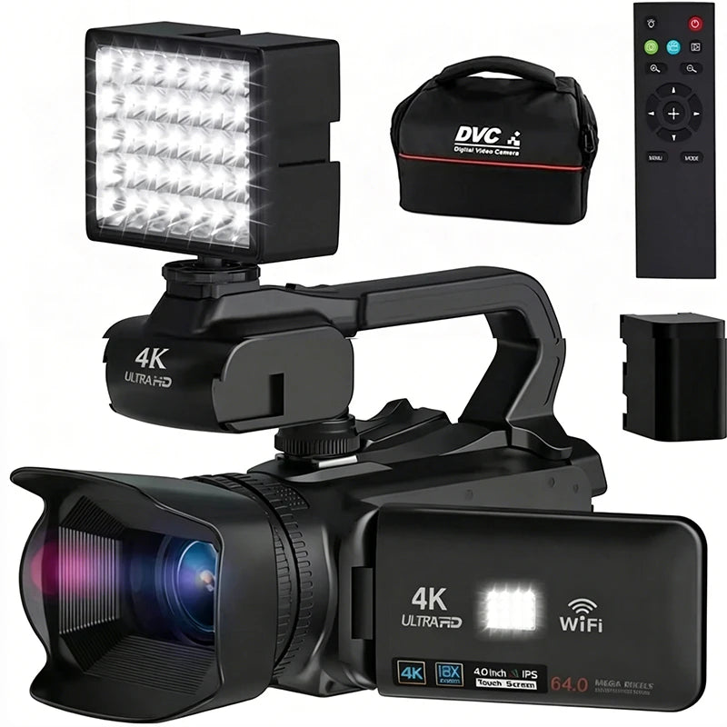 Cámara de vídeo profesional 4K para fotografía, Zoom Digital 18X, cámaras Vlog de visión nocturna, videocámara web WiFi de 64MP