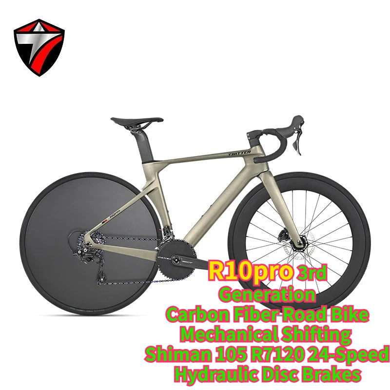 Bicicleta de carretera de carbono TWITTER R10pro, transmisión electrónica EVO TX-24S, transmisión mecánica 105R7120-24S.