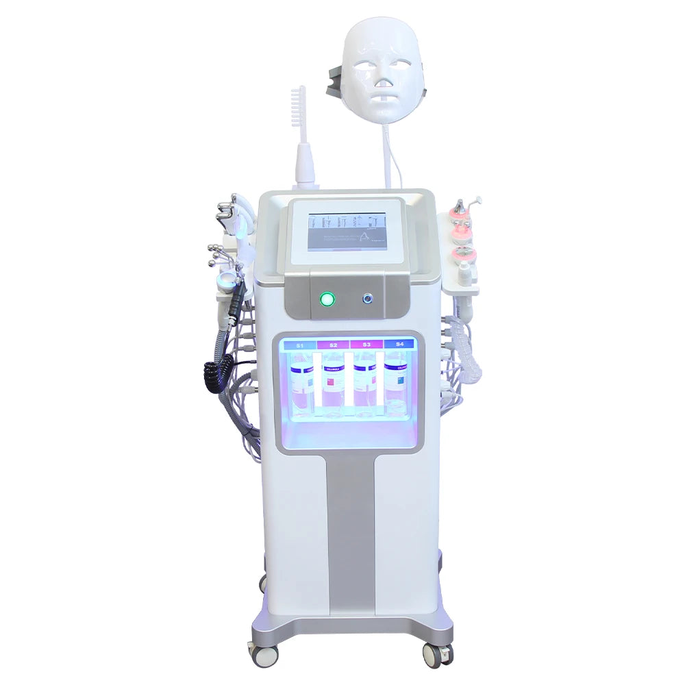 Máquina de Hidrodermoabrasión 12 en 1, Dispositivo de Cuidado Facial con H2O2, Lifting Facial, Limpieza Profunda, Peeling Acuático, Rejuvenecimiento de la Piel, SPA