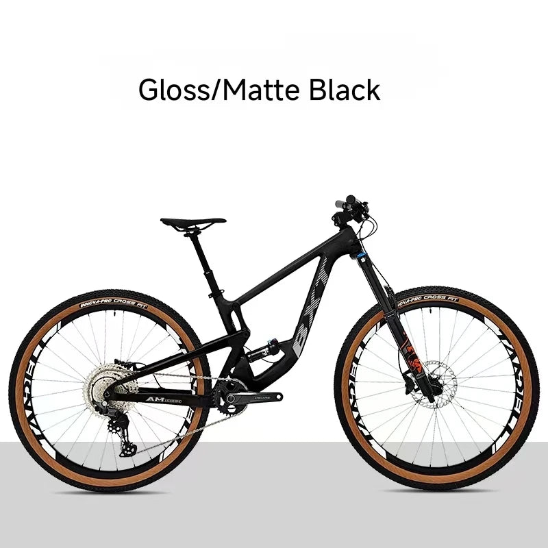 Bicicleta de montaña BXT de doble suspensión, cuadro de fibra de carbono, rodada 29, compatible con horquilla de 160mm de recorrido, eje Boost y tubo de sillín con suspensión