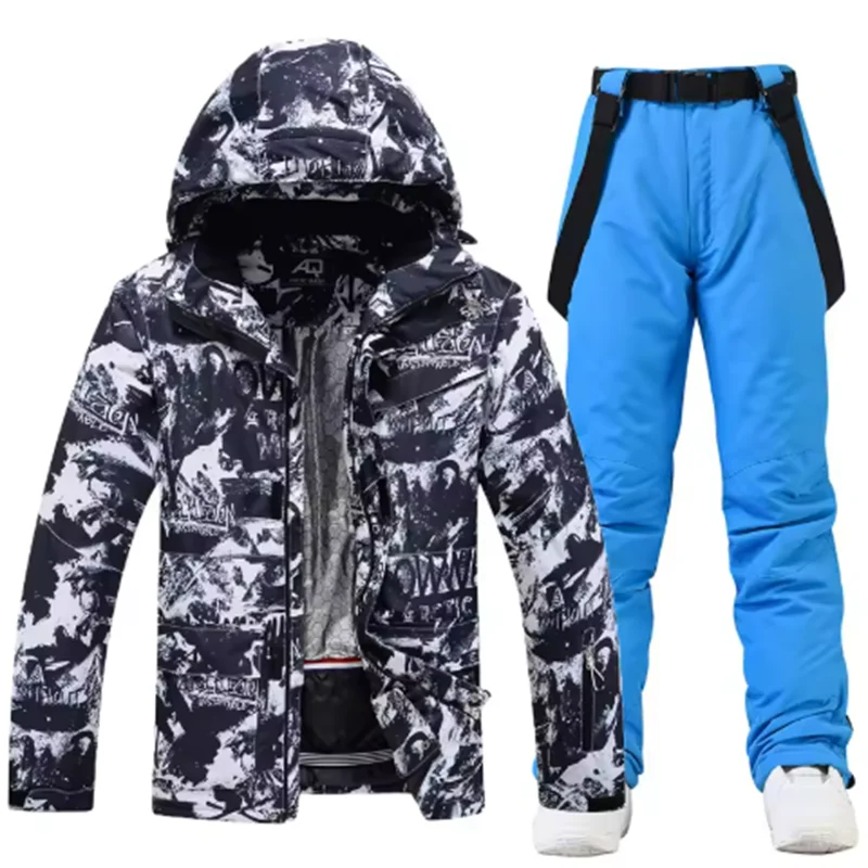 Traje de esquí colorido y cálido para hombre, ropa de snowboard, chaquetas de invierno, pantalones para hombre, ropa impermeable, disfraces de nieve,-30
