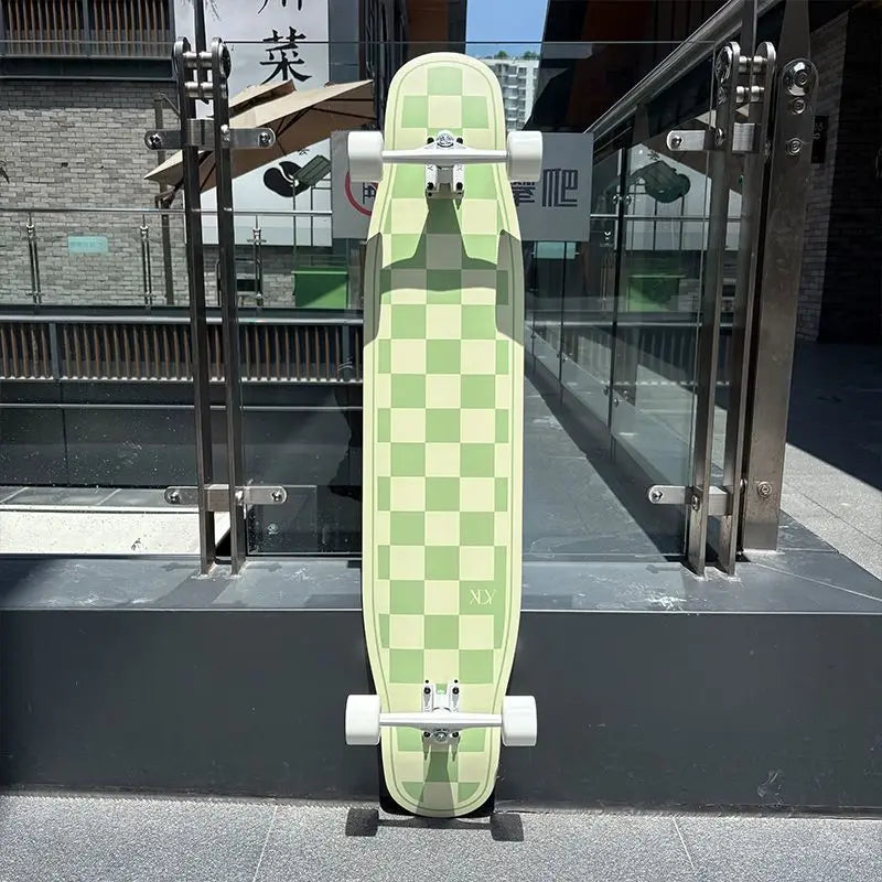 Patineta Longboard Completa de 113 cm para Principiantes, Adultos y Niños, con Tabla de Bambú, Arce y Fibra de Vidrio, Ruedas de 65x46 mm para Bailar Freestyle