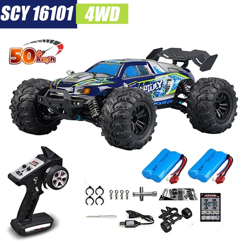 Coche RC MJX VS SCY 16101 16102 PRO 4WD 70 km/h 1/16 de alta velocidad, vehículo de control remoto todoterreno tipo monster, crawler eléctrico