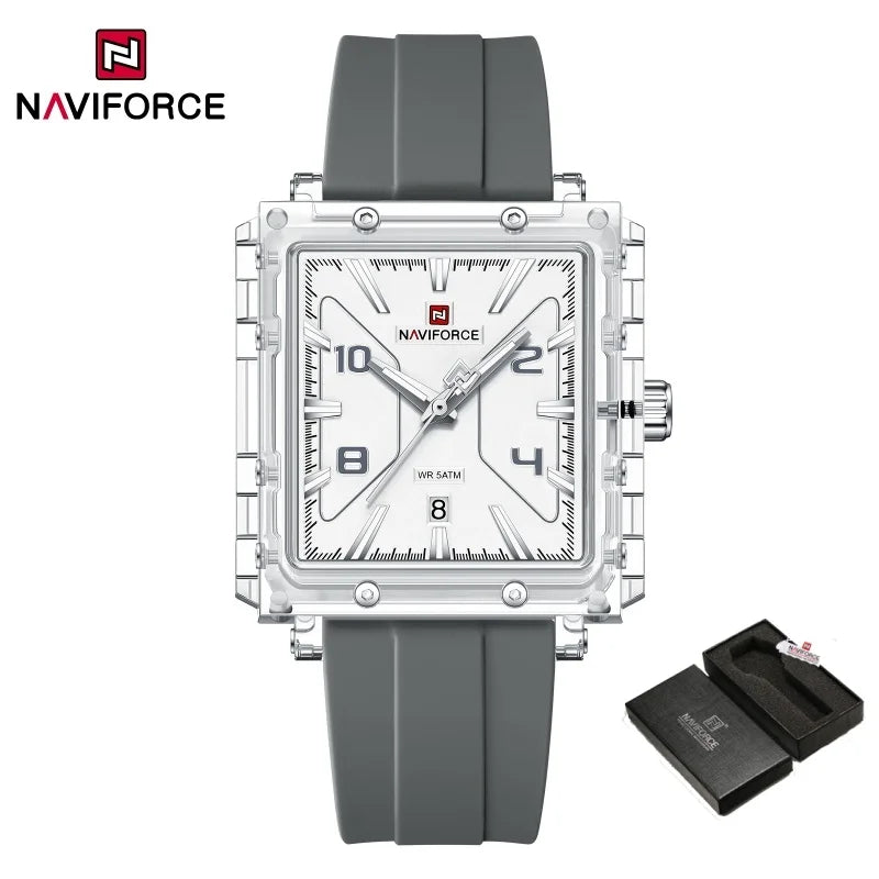 Reloj de cuarzo para hombre NAVIFORCE de alta calidad, resistente al agua 50M, deportivo, con visualización de fecha, correa de silicona y manecillas luminosas, regalo para chico, Reloj Hombre
