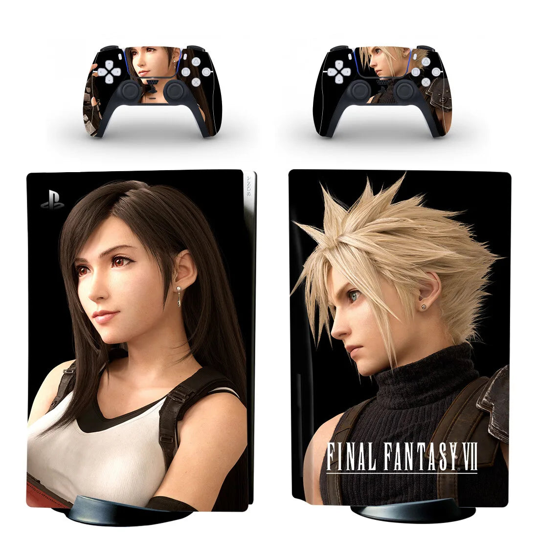 Adhesivo protector de vinilo para consola PS5 y 2 mandos, diseño de Final Fantasy (versión disco)